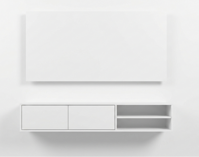 Hardhouten TV Meubel 2 deuren - Met Wandplaat - Compleet set