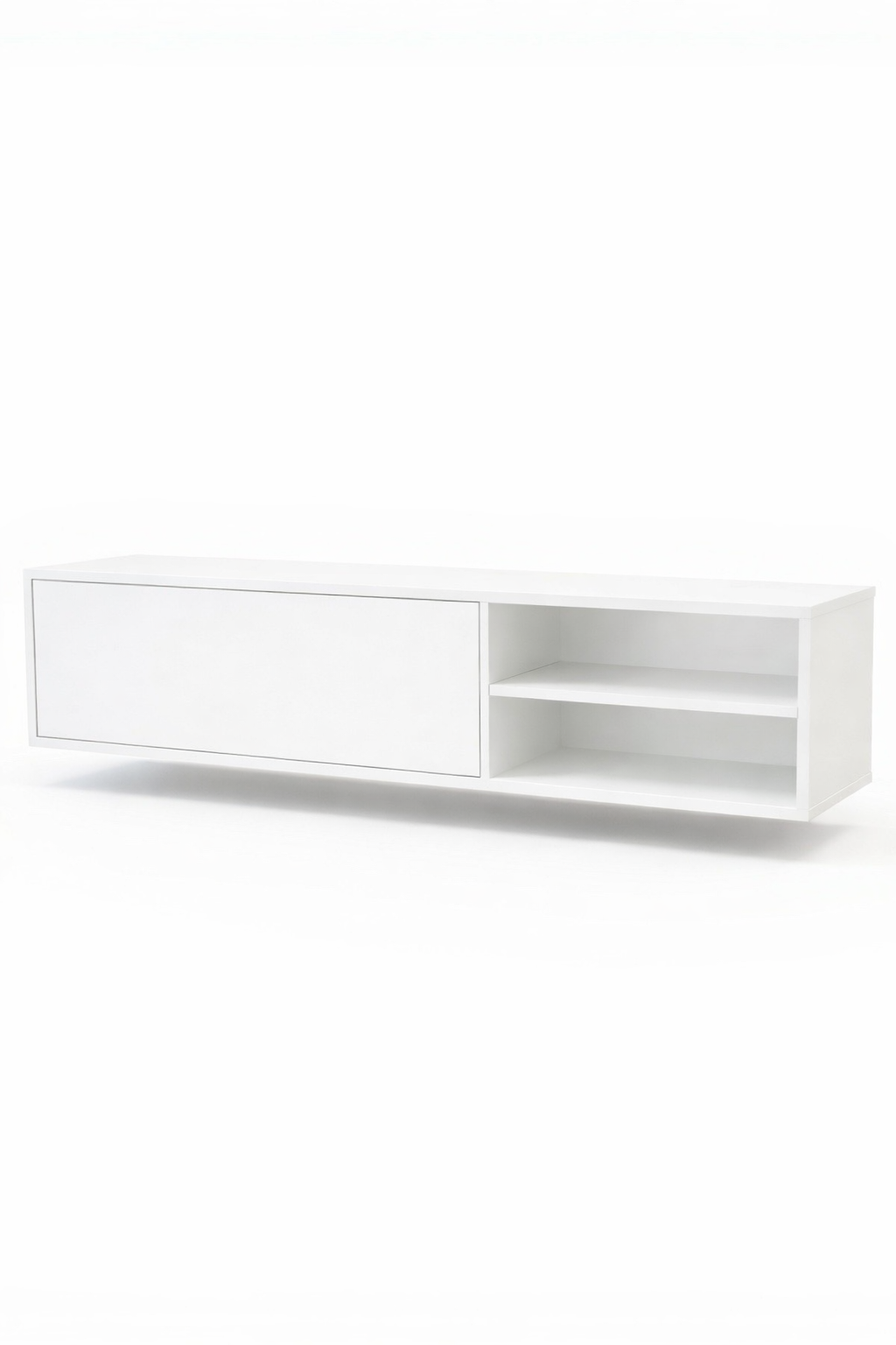 Zwevende TV Meubel - Beukenhout - Push-to-open - 1 klepdeur - Beige | Zwart | Wit | Donkerbruin