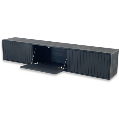 TV Meubel Massief Hout Zwart Beuken 3 deuren ART 9010