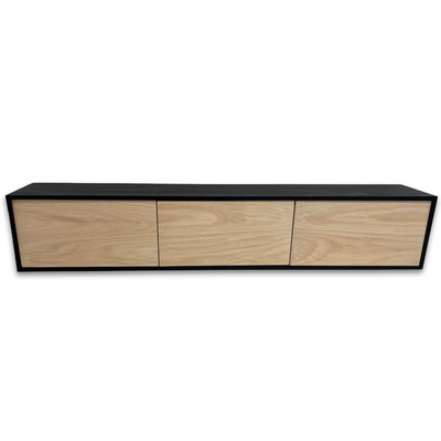 TV Meubel Massief Hout beuken Zwart 3 deuren