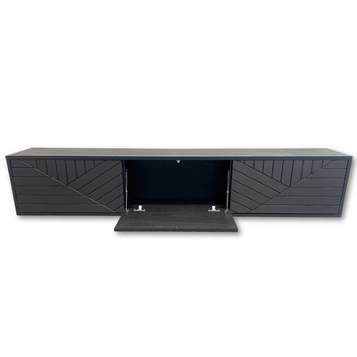 TV Meubel Massief Hout Zwart Beuken 3 deuren ART 9005