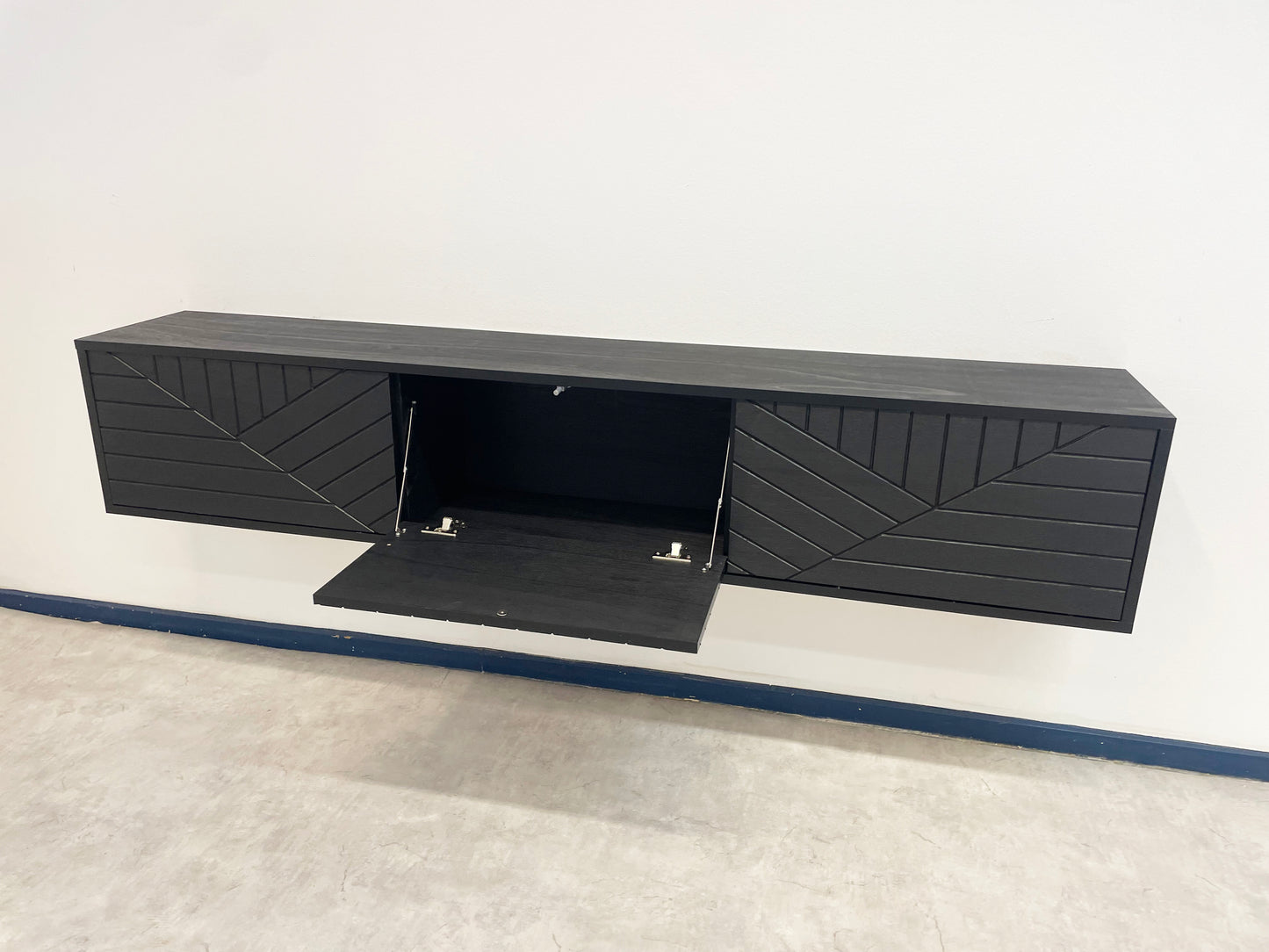 TV Meubel Massief Hout Zwart Beuken 3 deuren ART 9005