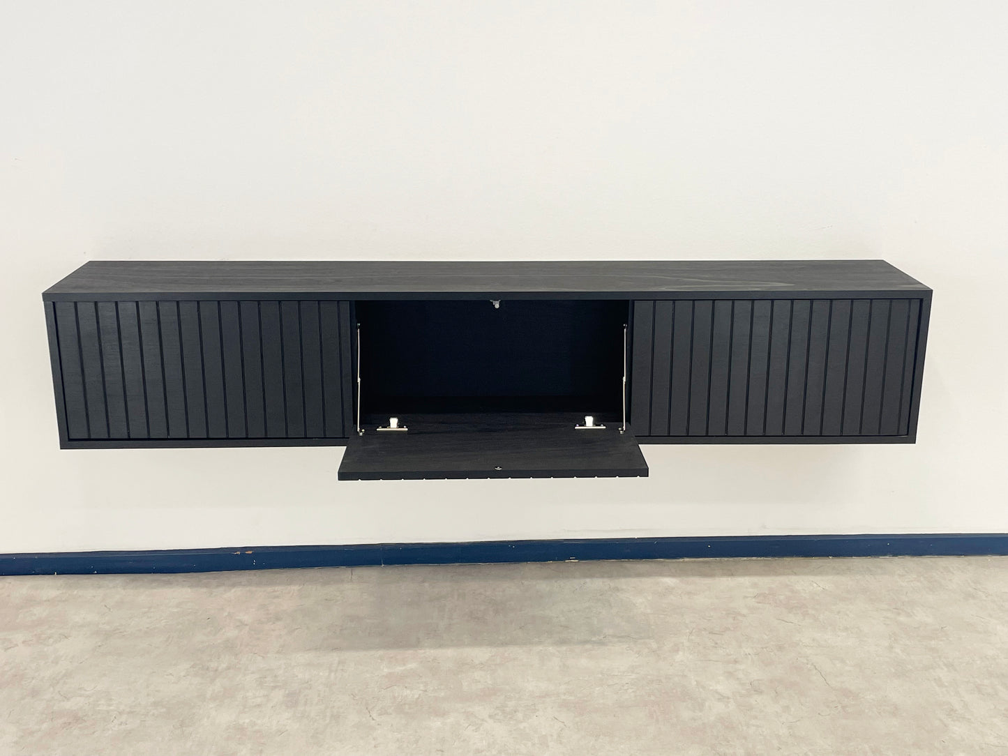 TV Meubel Massief Hout Zwart Beuken 3 deuren ART 9010