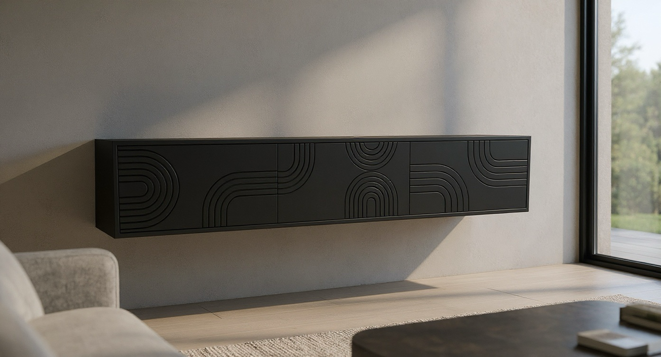 Japandi TV Meubel - ART 4300 - Zwevend Hardhout TV Meubel