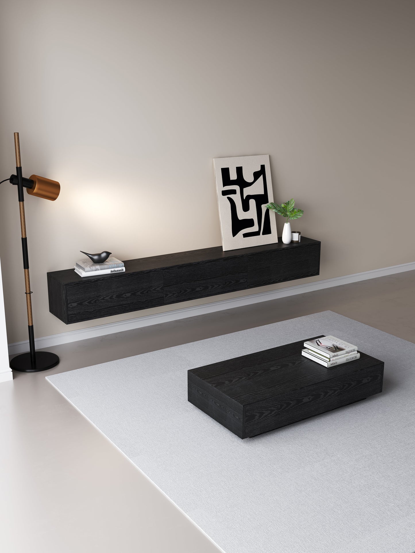 Massief TV Meubel - 3 soft-close deuren - Puch-to-Open Kliksysteem