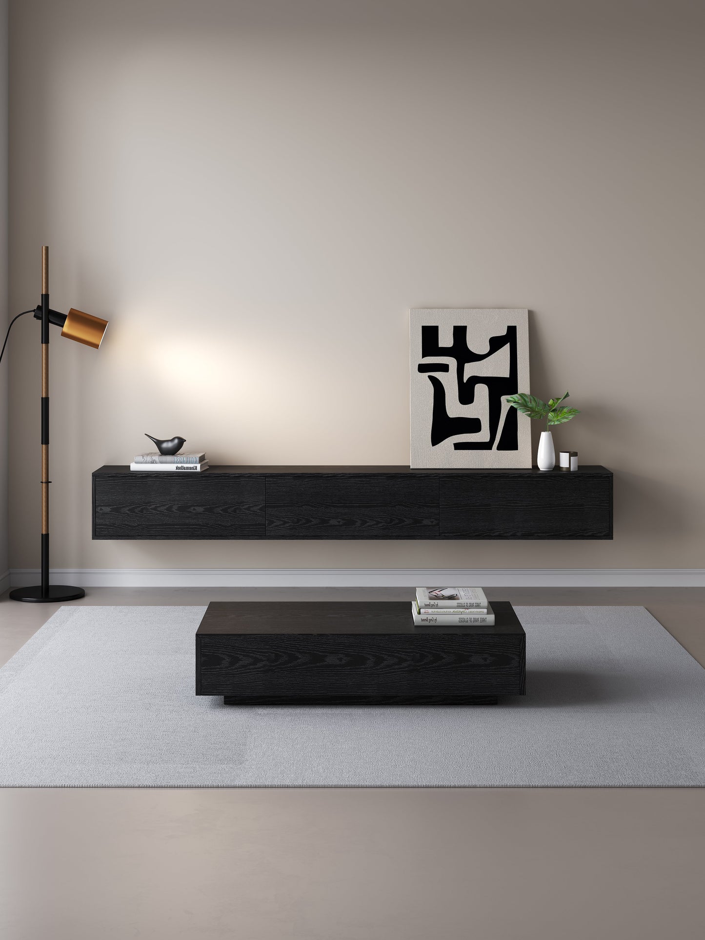 Massief TV Meubel - 3 soft-close deuren - Puch-to-Open Kliksysteem