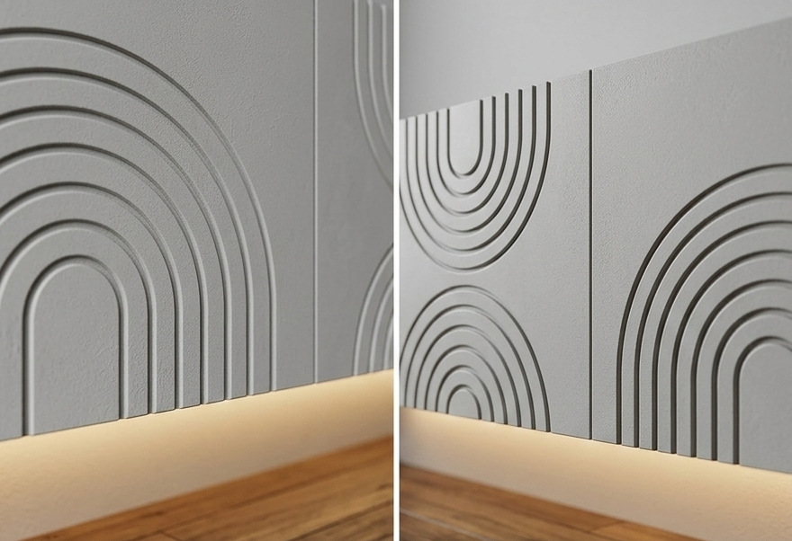 Zwevende TV Meubel - Japandi patroon - Push-to-open - 3 klepdeuren - Beige | Zwart | Wit |