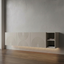 Zwevende TV Meubel - Japandi patroon - Push-to-open - 3 klepdeuren - Beige | Zwart | Wit |