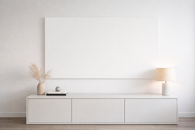 Hardhouten TV Meubel 3 deuren - Met Wandplaat - Compleet set