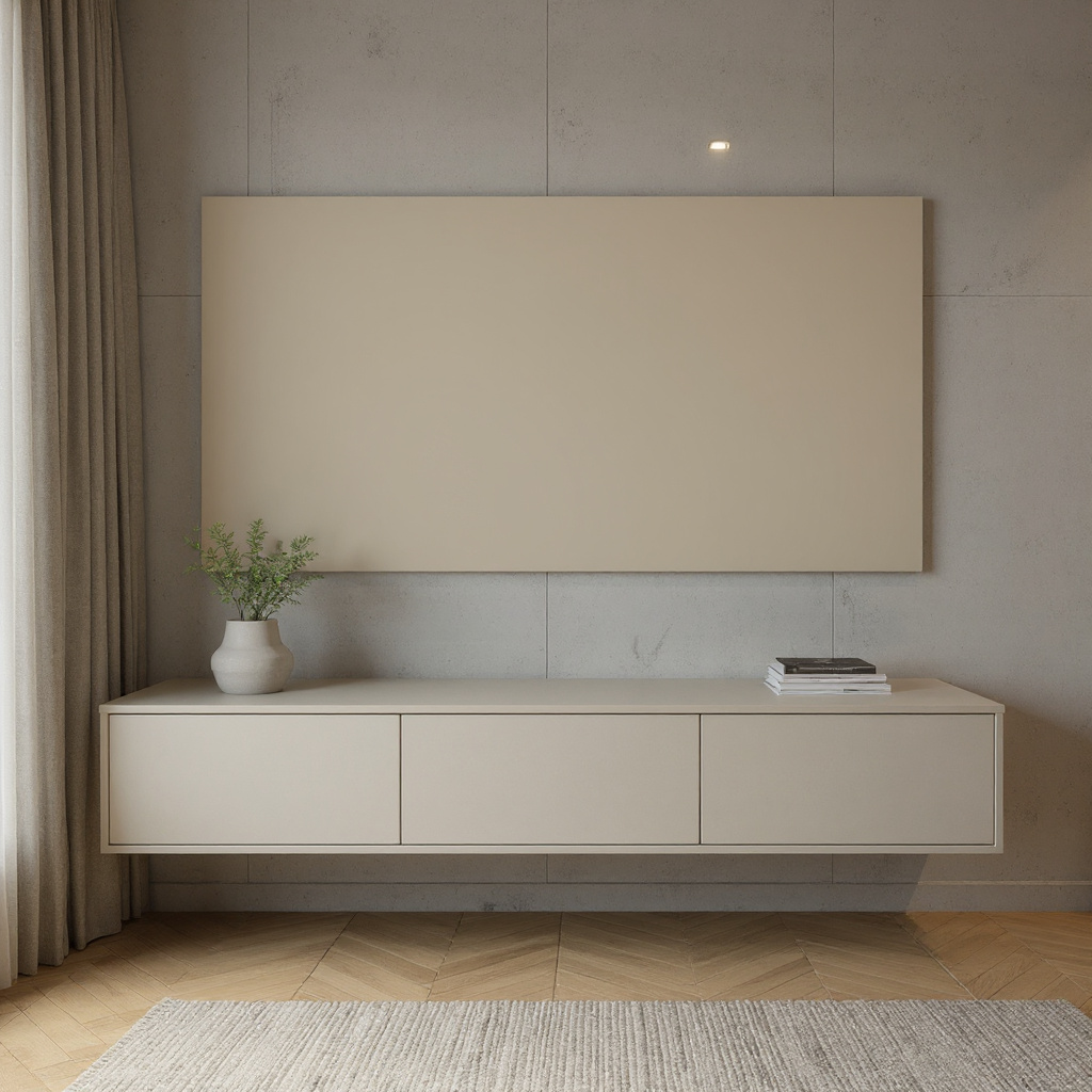 Hardhouten TV Meubel 3 deuren - Met Wandplaat - Compleet set