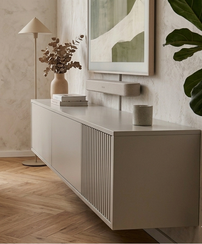 Zwevende TV Meubel - Push-to-open kliksysteem - 3 klepdeuren - Beige | Zwart | Wit |