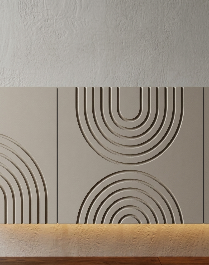 Zwevende TV Meubel - Japandi patroon - Push-to-open - 3 klepdeuren - Beige | Zwart | Wit |