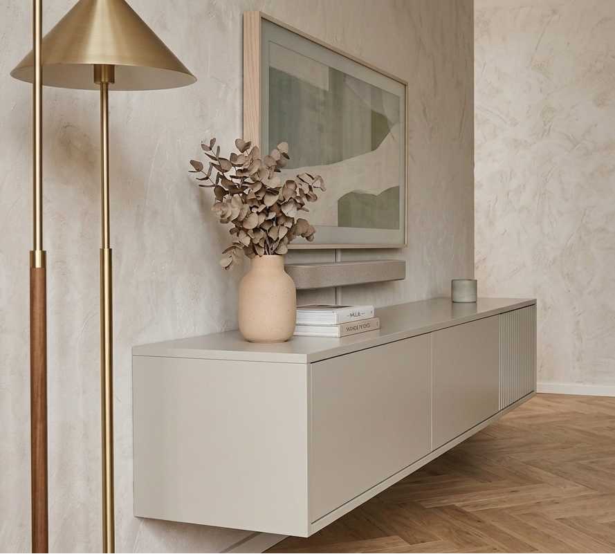 Zwevende TV Meubel - Push-to-open kliksysteem - 3 klepdeuren - Beige | Zwart | Wit |