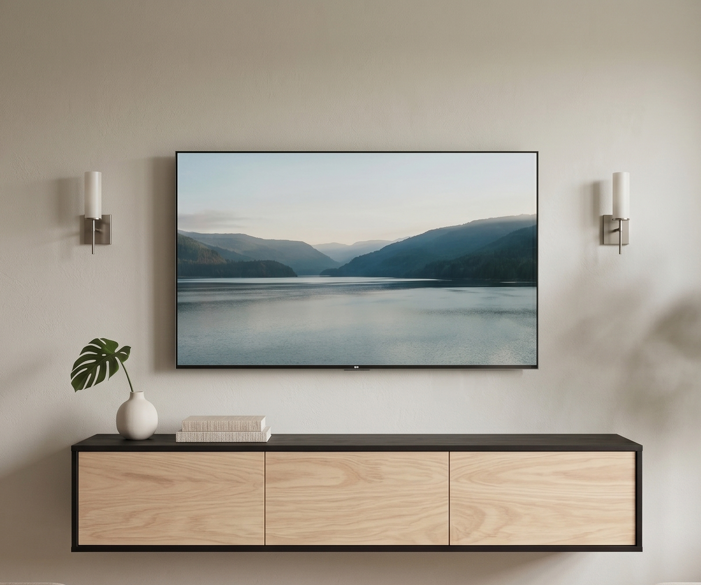 TV Meubel Massief Hout beuken Zwart 3 deuren
