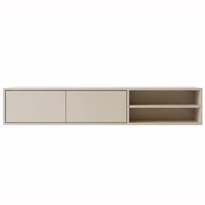 Zwevende TV Meubel - Beukenhout - Puch-to-open - 2 klepdeuren - Beige | Zwart | Wit