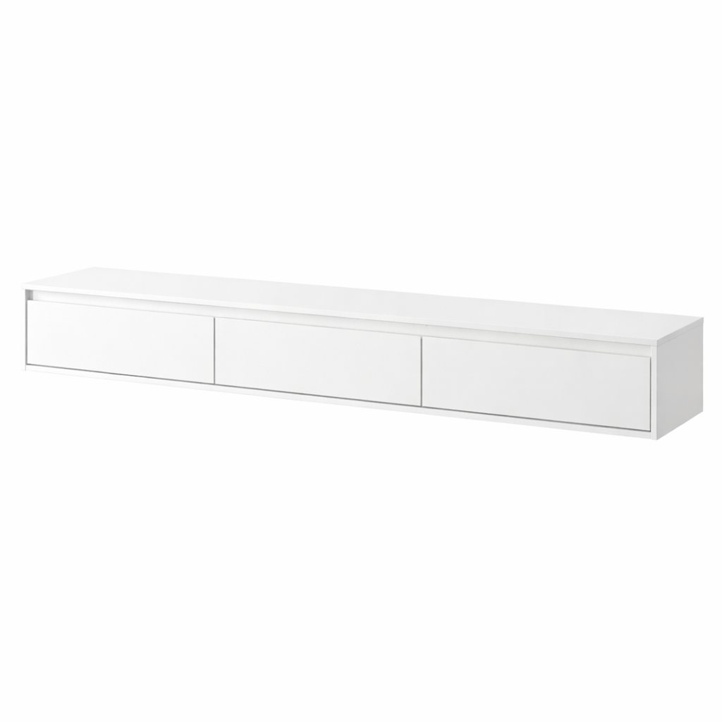 Zwevende TV Meubel - Beukenhout - 3 klepdeuren - Beige | Zwart | Wit