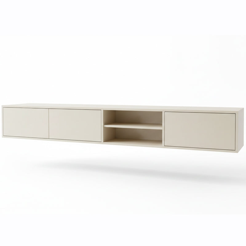 Zwevende TV Meubel - Beukenhout - Push-to-open - 3 klepdeuren met open vak- Beige | Zwart | Wit
