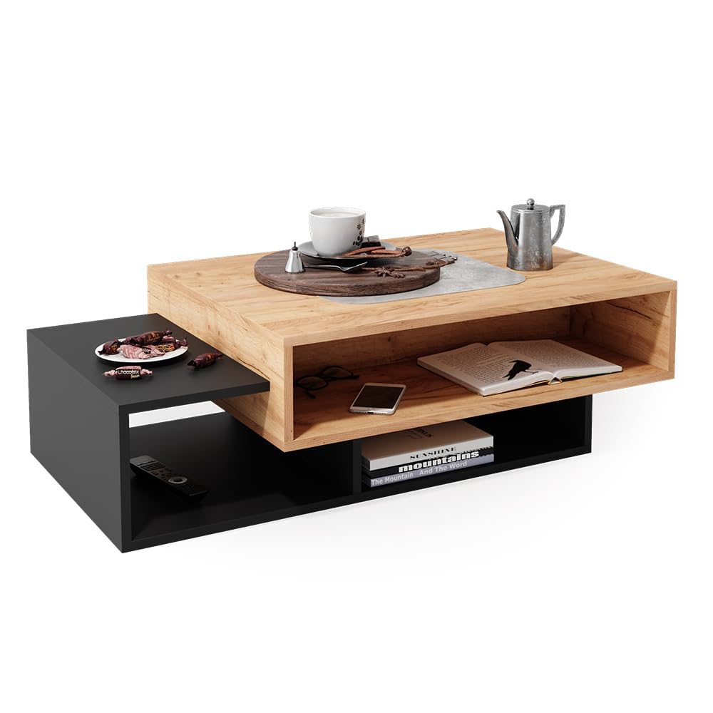 Vicco Salontafel Bari antraciet/Goldkraft eiken 105 x 32 cm