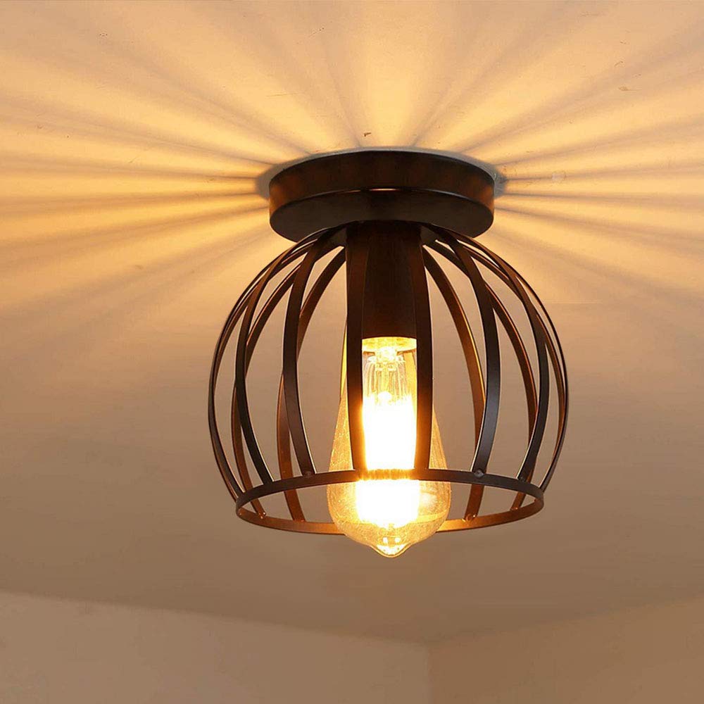 iDEGU Vintage industriële plafondlamp met metalen kooi