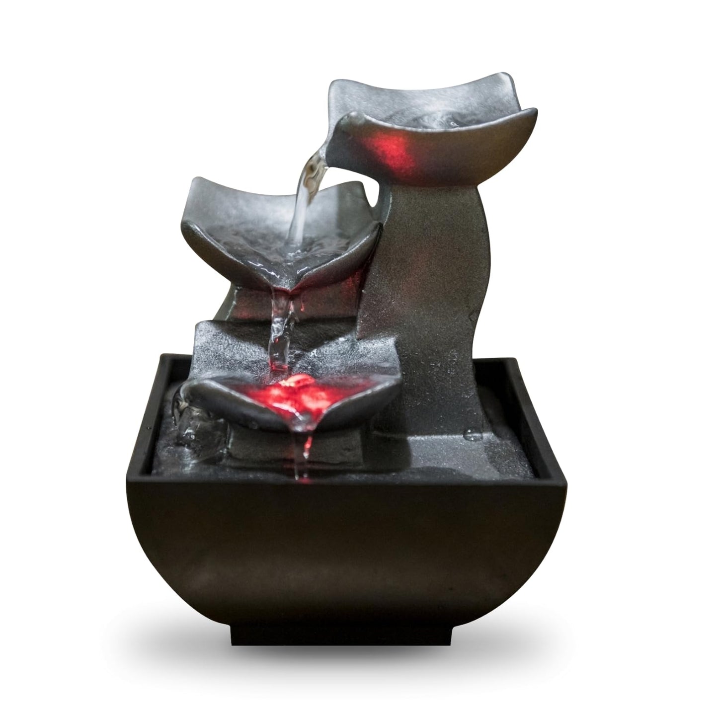 ZenLight - Boro Waterfall Zen Relaxing Room-fontein met gekleurd LED-licht - Woonkamer, slaapkamer, kantoordecoratie - Meditatie en ontspanning - Tafelfontein met gesloten circuit - H 18 cm