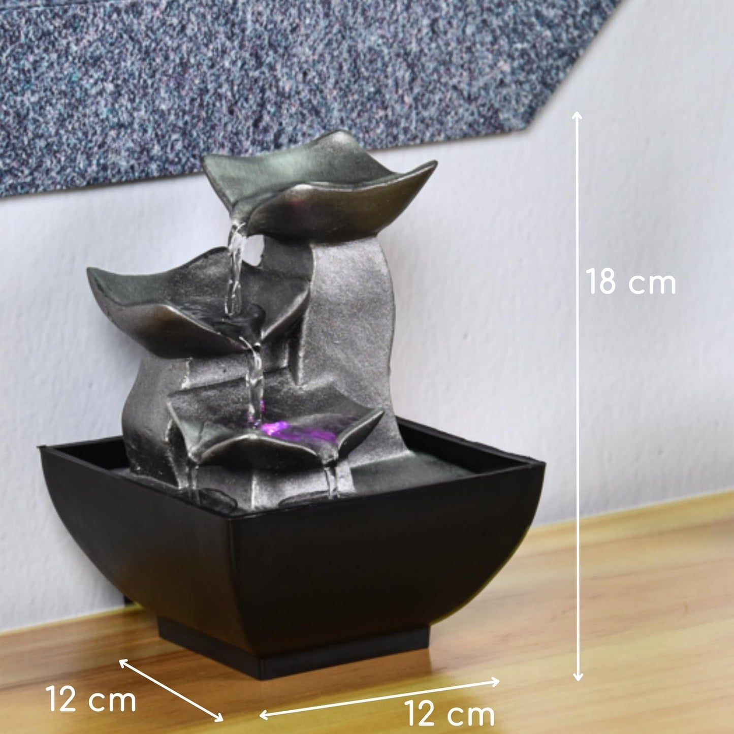 ZenLight - Boro Waterfall Zen Relaxing Room-fontein met gekleurd LED-licht - Woonkamer, slaapkamer, kantoordecoratie - Meditatie en ontspanning - Tafelfontein met gesloten circuit - H 18 cm