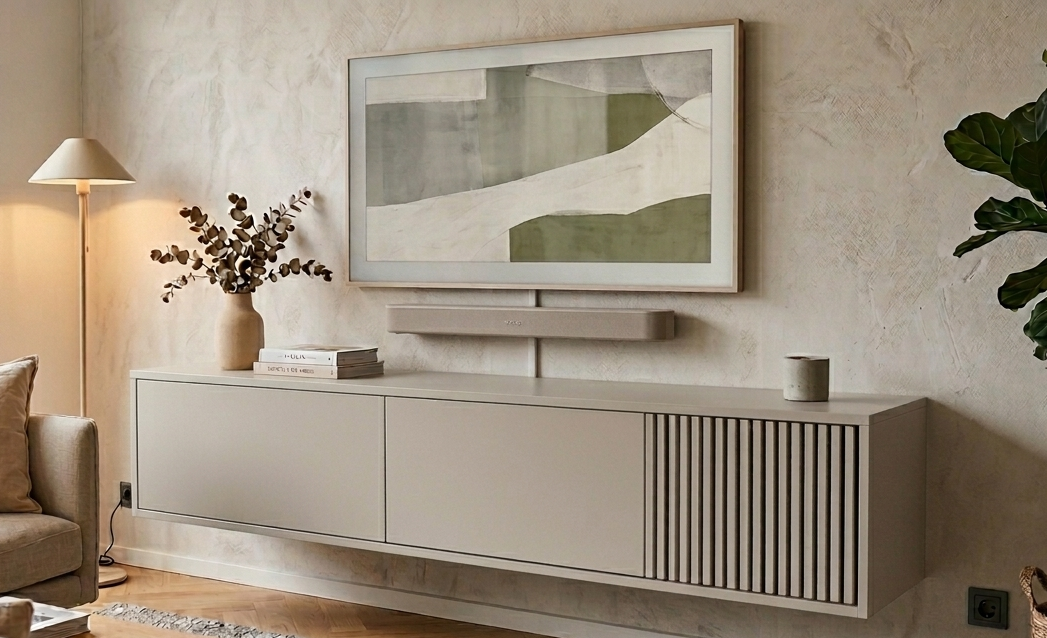 Zwevende TV Meubel - Push-to-open kliksysteem - 3 klepdeuren - Beige | Zwart | Wit |