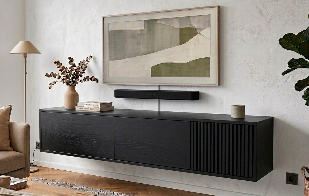 Zwevende TV Meubel - Push-to-open kliksysteem - 3 klepdeuren - Beige | Zwart | Wit |