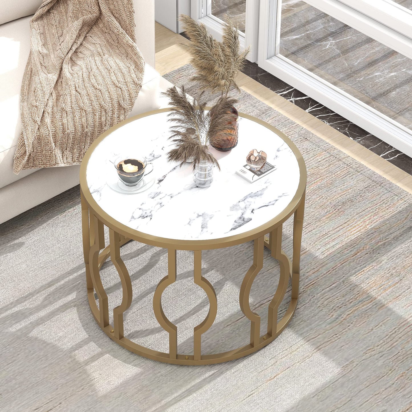 Salontafel goudkleurig stalen frame