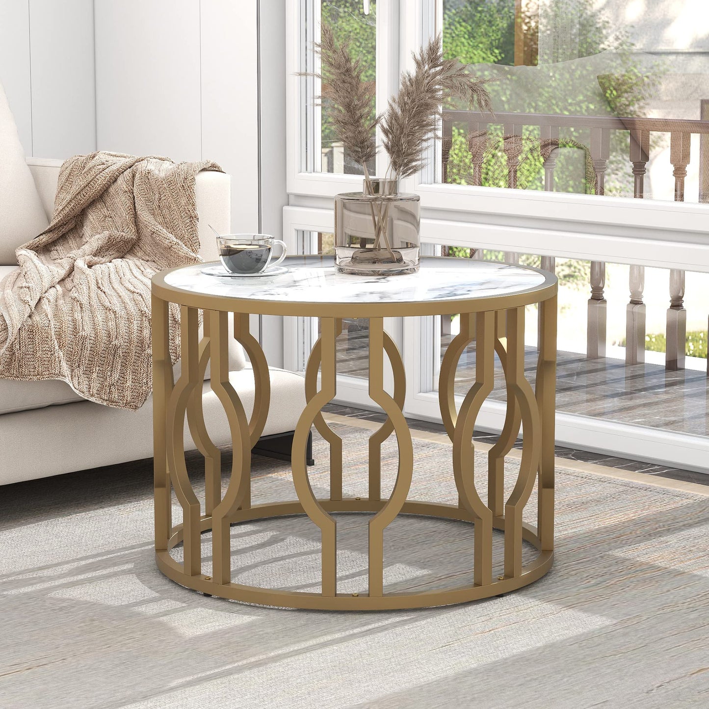 Salontafel goudkleurig stalen frame