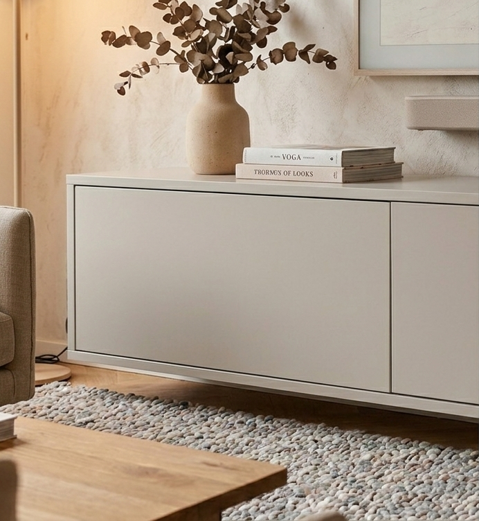 Zwevende TV Meubel - Push-to-open kliksysteem - 3 klepdeuren - Beige | Zwart | Wit |