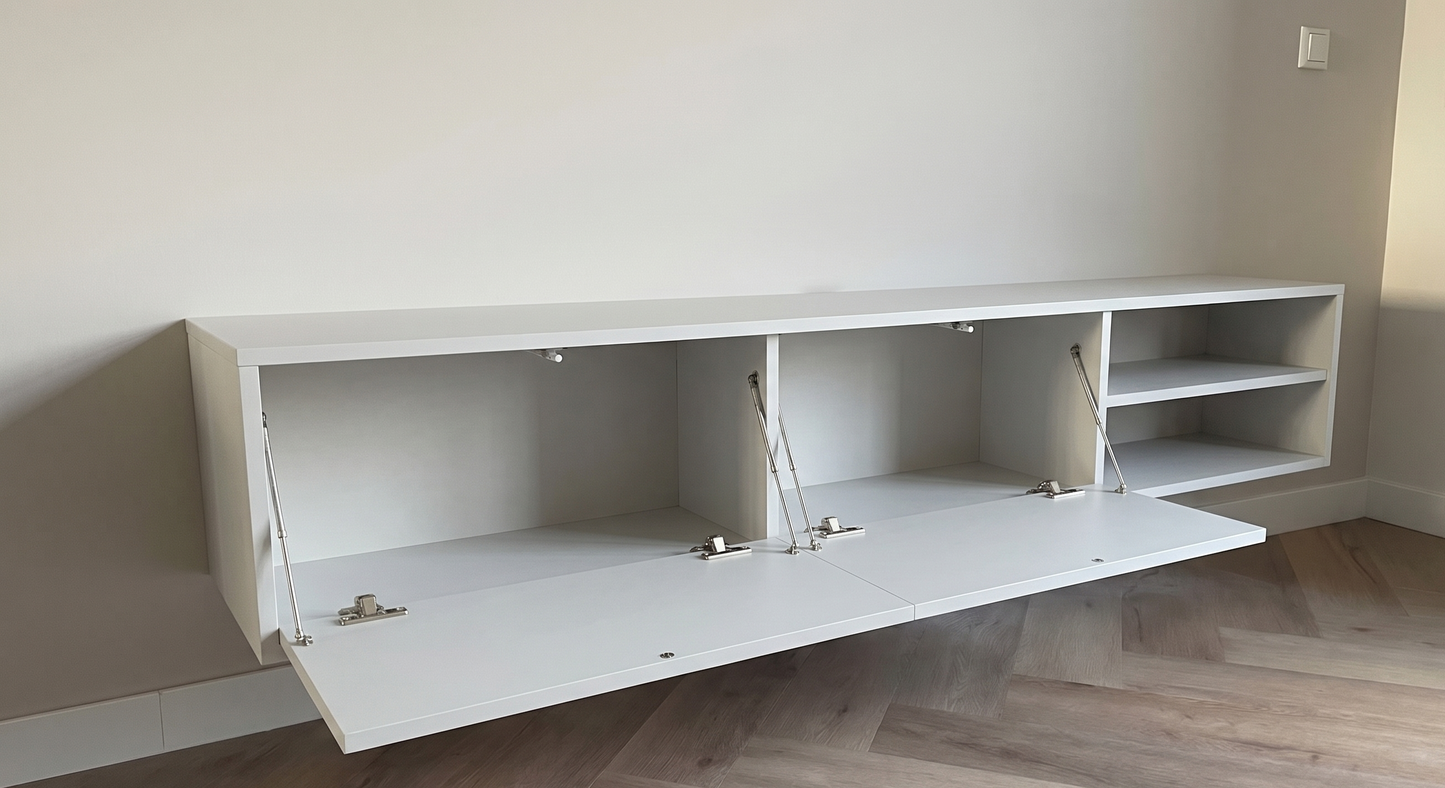Zwevende TV Meubel - Beukenhout - Push-to-open - 2 klepdeuren
