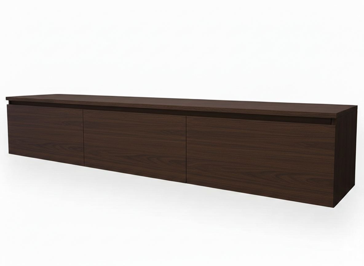 Zwevende TV Meubel - Beukenhout - 3 klepdeuren - Beige | Zwart | Wit | Donkerbruin