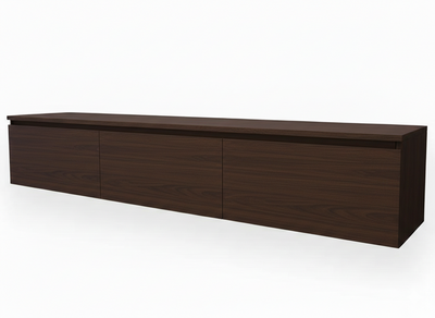 Zwevende TV Meubel - Beukenhout - 3 klepdeuren - Beige | Zwart | Wit | Donkerbruin