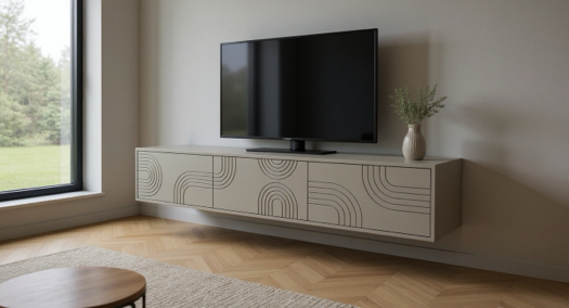 Japandi TV Meubel - ART 4300 - Zwevend Hardhout TV Meubel