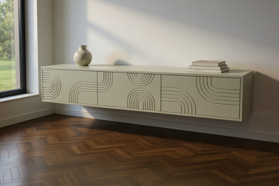 Japandi TV Meubel - ART 4300 - Zwevend Hardhout TV Meubel