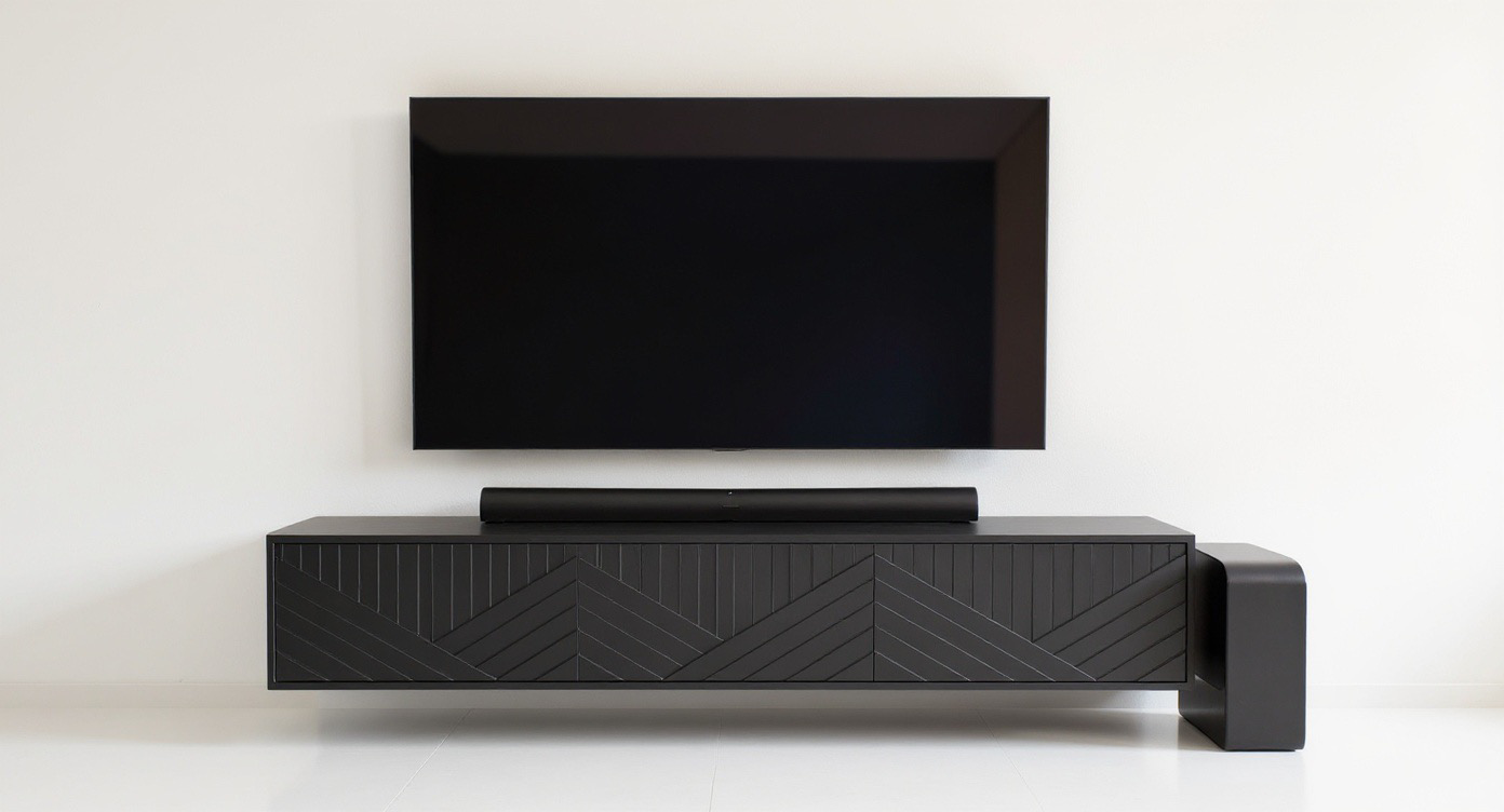 TV Meubel Massief Hout Zwart Beuken 3 deuren ART 9005