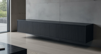 TV Meubel Massief Hout Zwart Beuken 3 deuren ART 9010