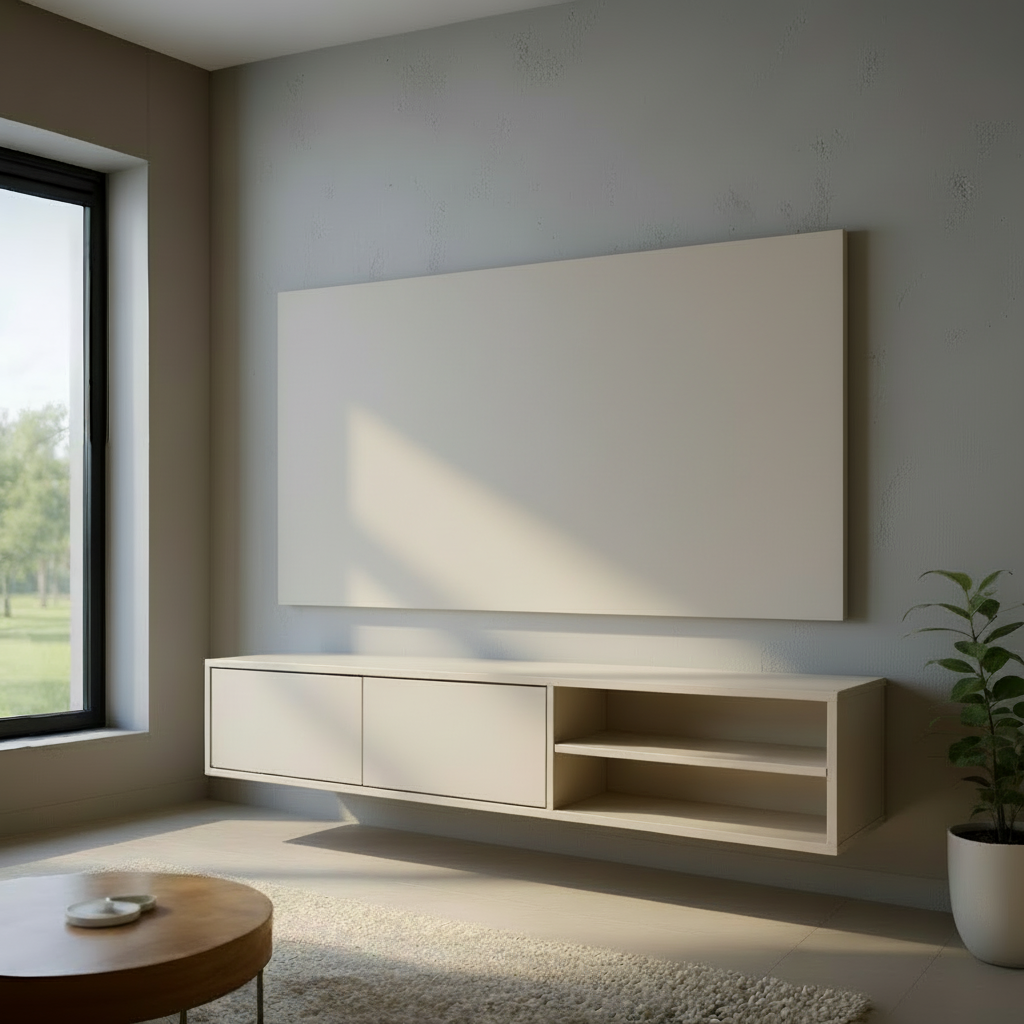 Hardhouten TV Meubel 2 deuren - Met Wandplaat - Compleet set