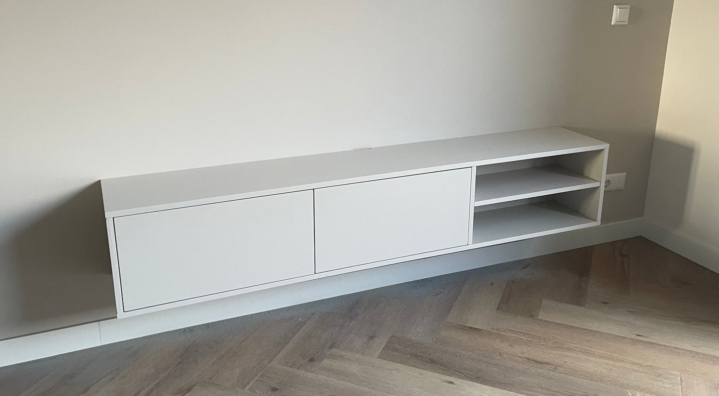Zwevende TV Meubel - Beukenhout - Push-to-open - 2 klepdeuren