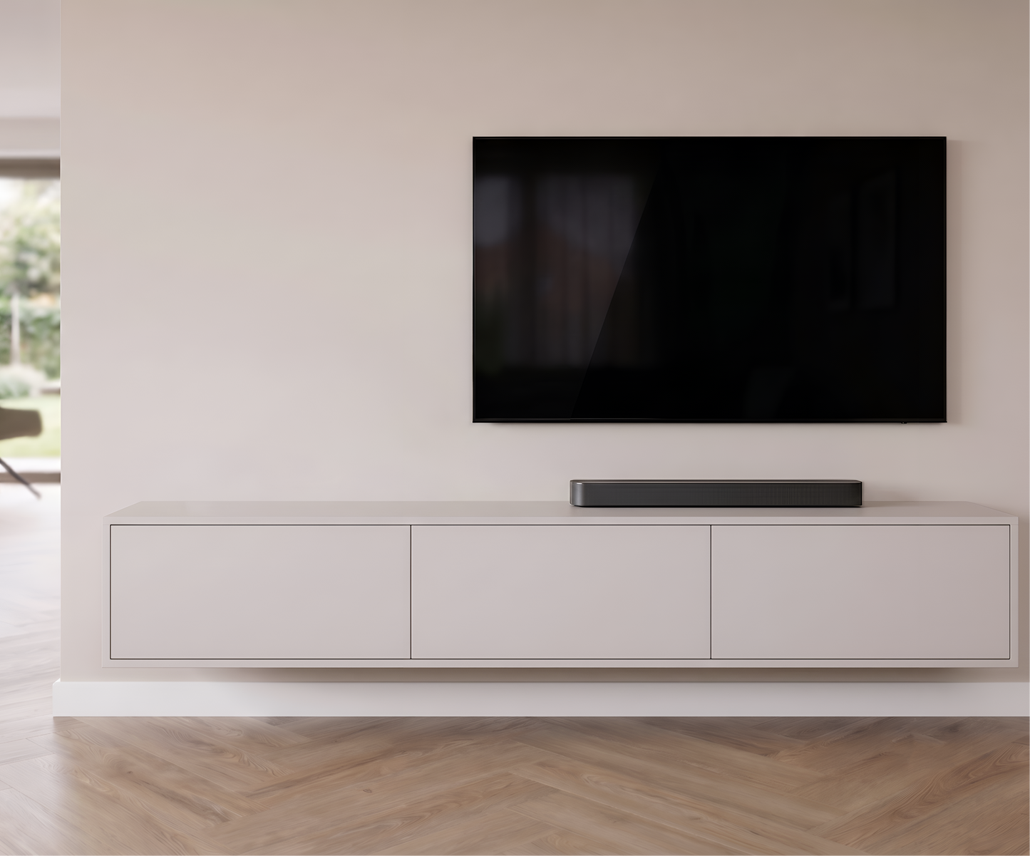 Hardhout TV Meubel - 3 soft-close deuren - Push-to-Open Kliksysteem