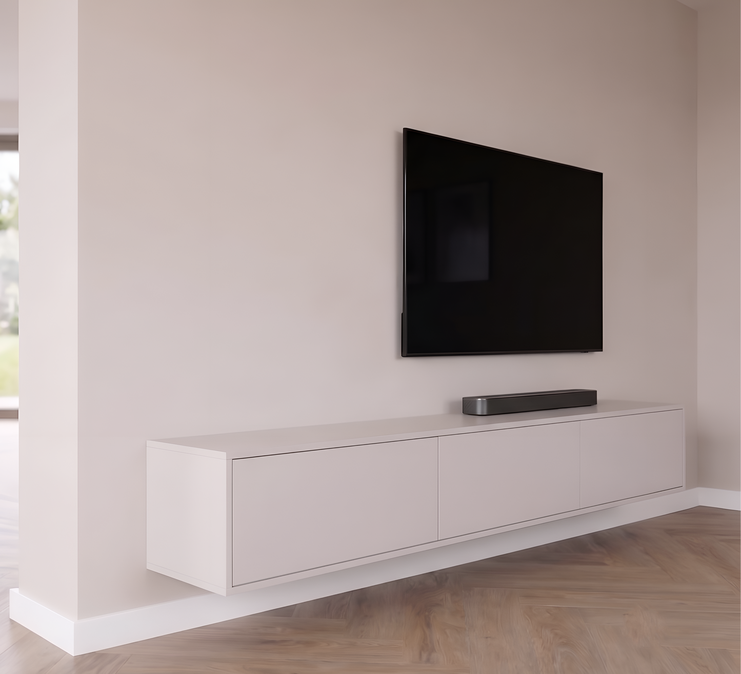 Hardhout TV Meubel - 3 soft-close deuren - Push-to-Open Kliksysteem