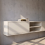 Zwevende TV Meubel - Beukenhout - Push-to-open - 2 klepdeuren - midden vak- Beige | Zwart | Wit | Donkerbruin