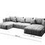 Grau U-vormig Ecksofa FURMEB24 ASPEN U