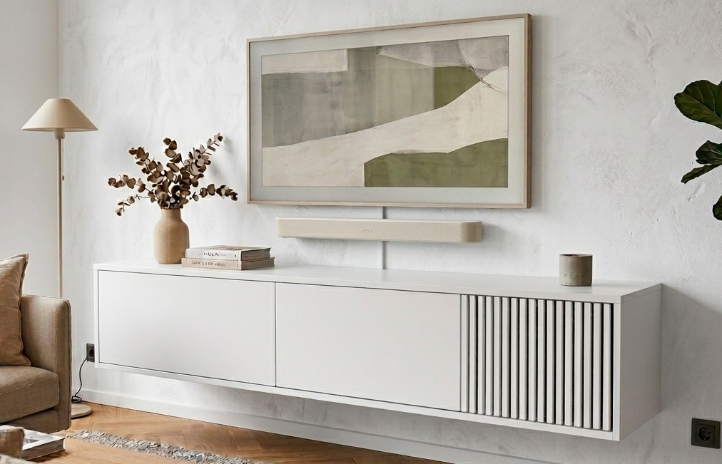 Zwevende TV Meubel - Push-to-open kliksysteem - 3 klepdeuren - Beige | Zwart | Wit |