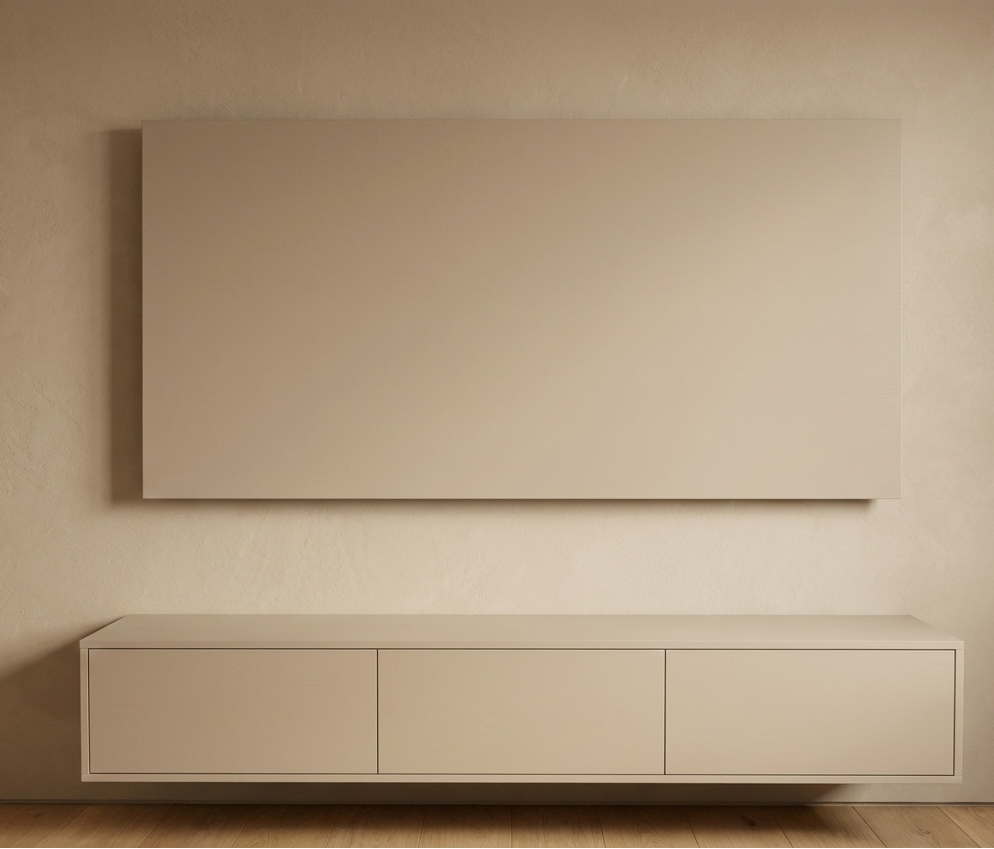 Hardhouten TV Meubel 3 deuren - Met Wandplaat - Compleet set