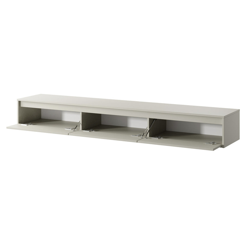 Zwevende TV Meubel - Beukenhout - 3 klepdeuren - Beige | Zwart | Wit
