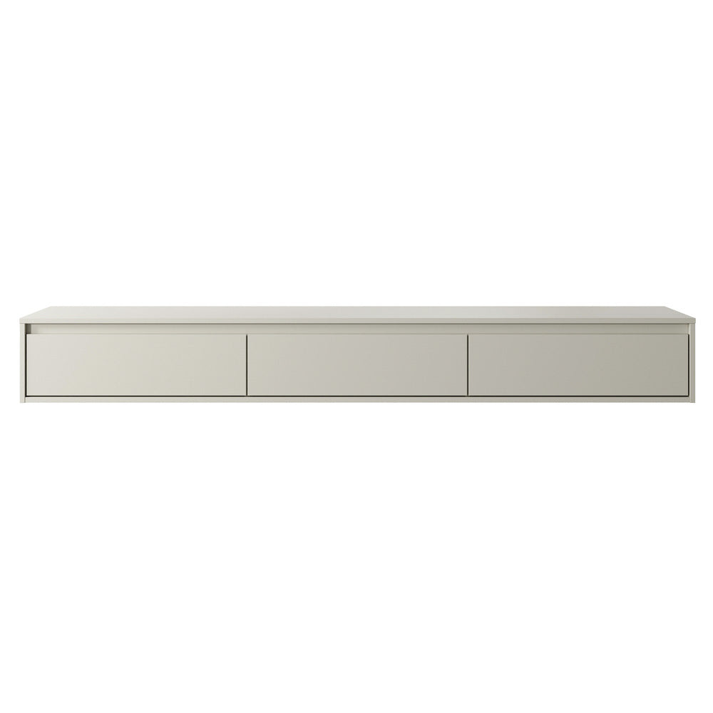 Zwevende TV Meubel - Beukenhout - 3 klepdeuren - Beige | Zwart | Wit