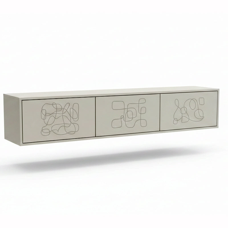Art Line TV Meubel - Beukenhout -kubistisch - Push-to-open - 3 klepdeuren - Beige | Wit