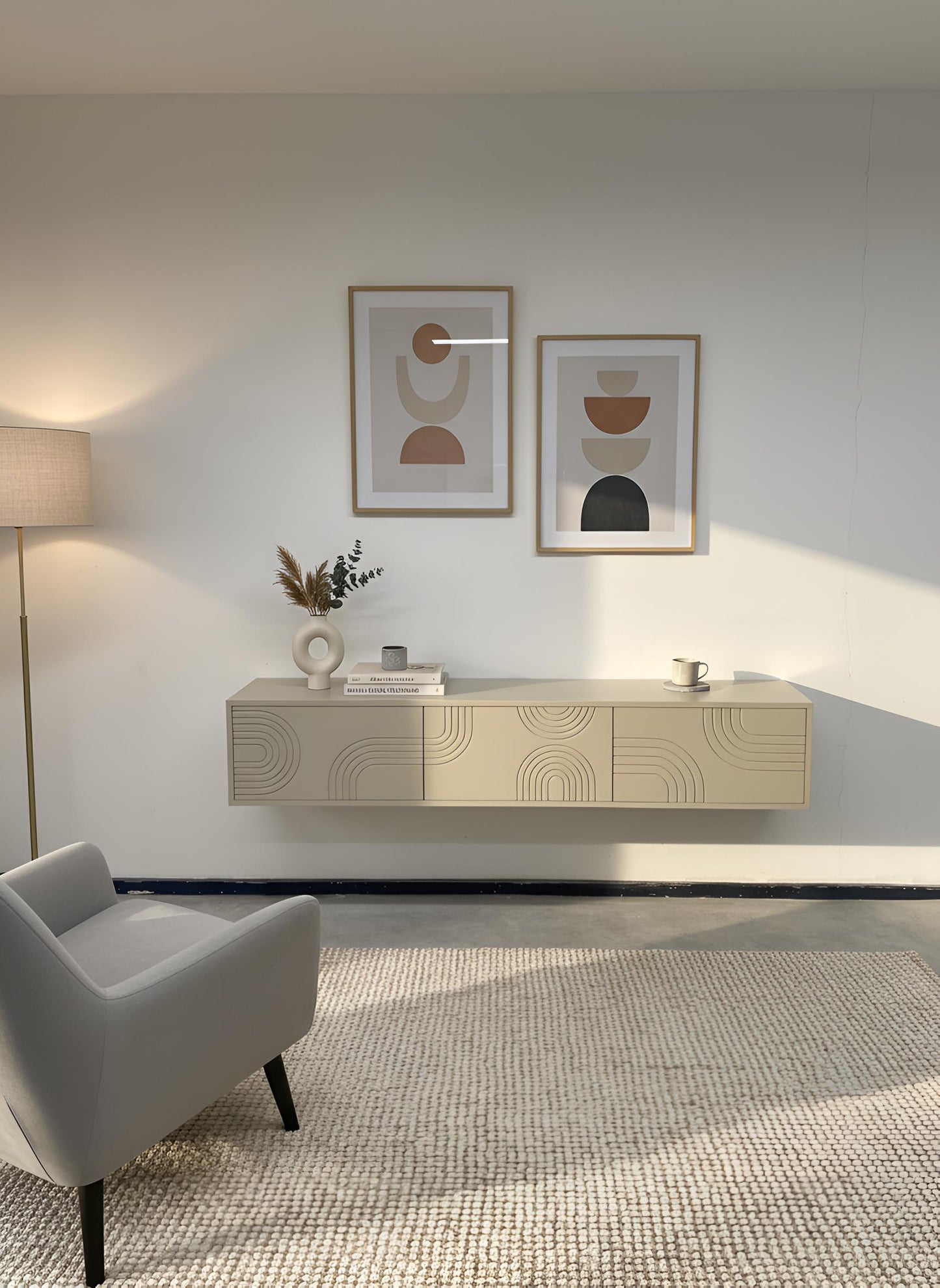 Japandi TV Meubel - ART 4300 - Zwevend Hardhout TV Meubel