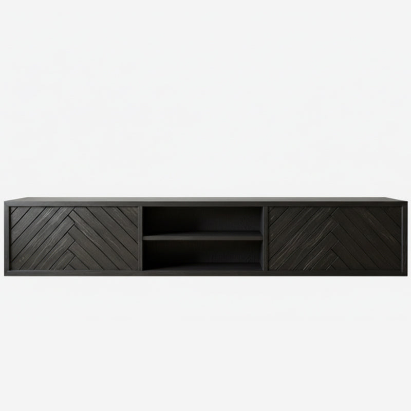 Zwevende TV Meubel - Visgraat patroon - Push-to-open - 2 klepdeuren - Beige | Zwart | Wit